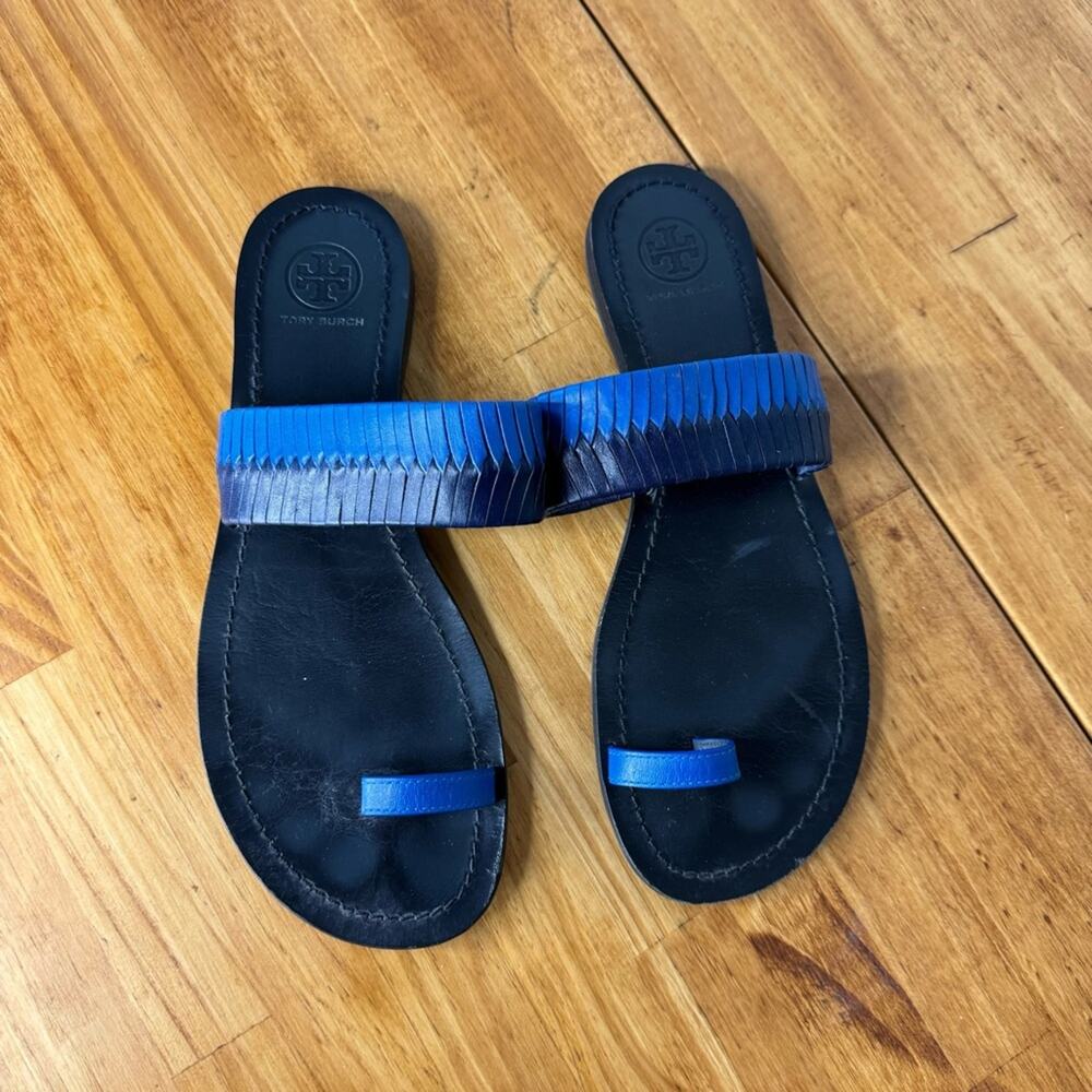 Tory Burch Blue and Black Sandals